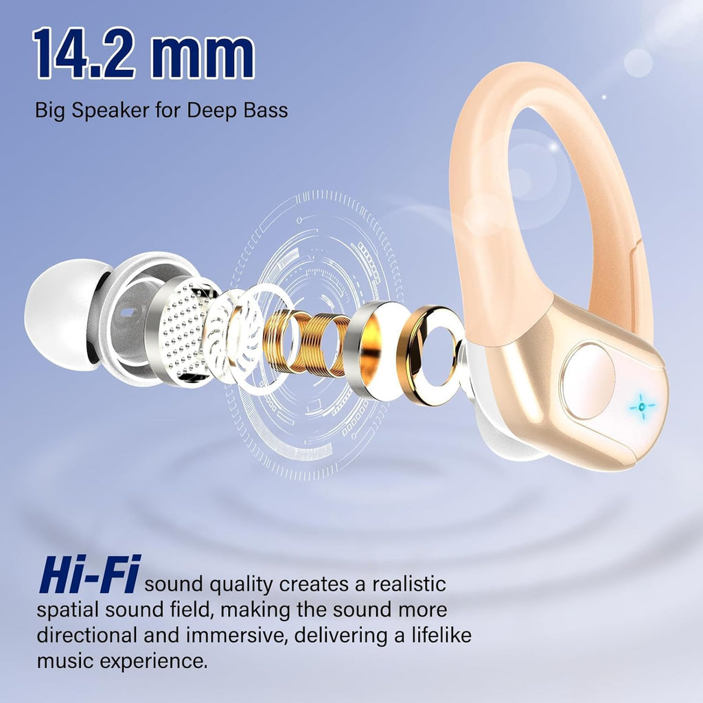 Qecnato Cuffie Bluetooth Senza Fili, Auricolari Bluetooth 5.4 con Stereo HiFi, 75 Ore, Auricolari con 4 ENC Mic, Display LED, IP7 impermeabili Cuffiette Wireless per Jogging, Lavoro, Nero