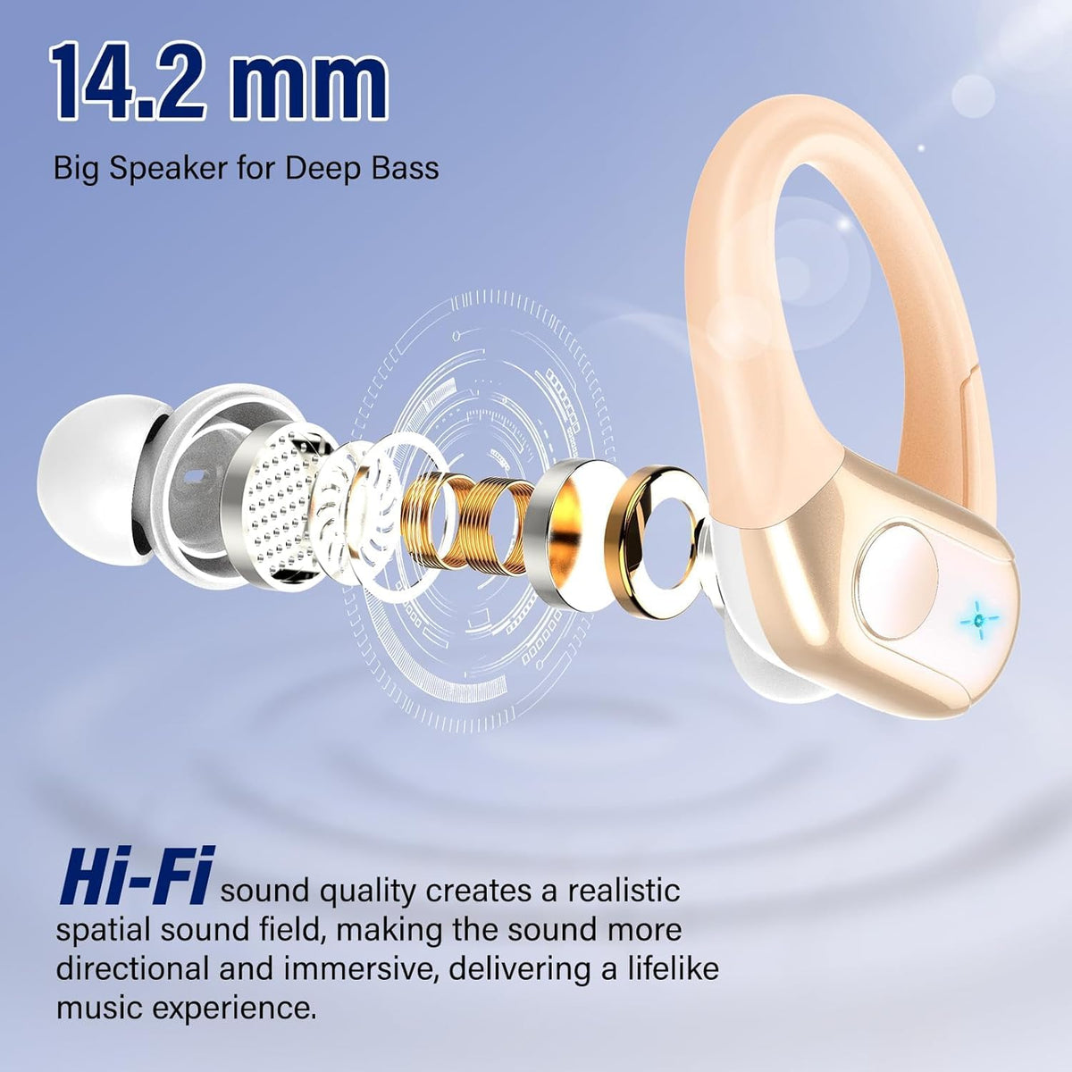 Qecnato Cuffie Bluetooth Senza Fili, Auricolari Bluetooth 5.4 con Stereo HiFi, 75 Ore, Auricolari con 4 ENC Mic, Display LED, IP7 impermeabili Cuffiette Wireless per Jogging, Lavoro, Nero