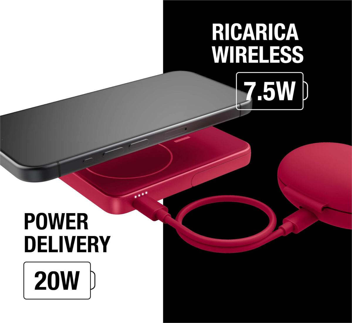 Fresh 'n Rebel Powerbank Magnetico Senza Fili 5000mAh, compatibile con MagSafe, Ricarica Rapida PD 20W, porta USB-C (in/Out), per iPhone 17/16/15/14/13/12, Portatile, con Supporto (Storm Grey)