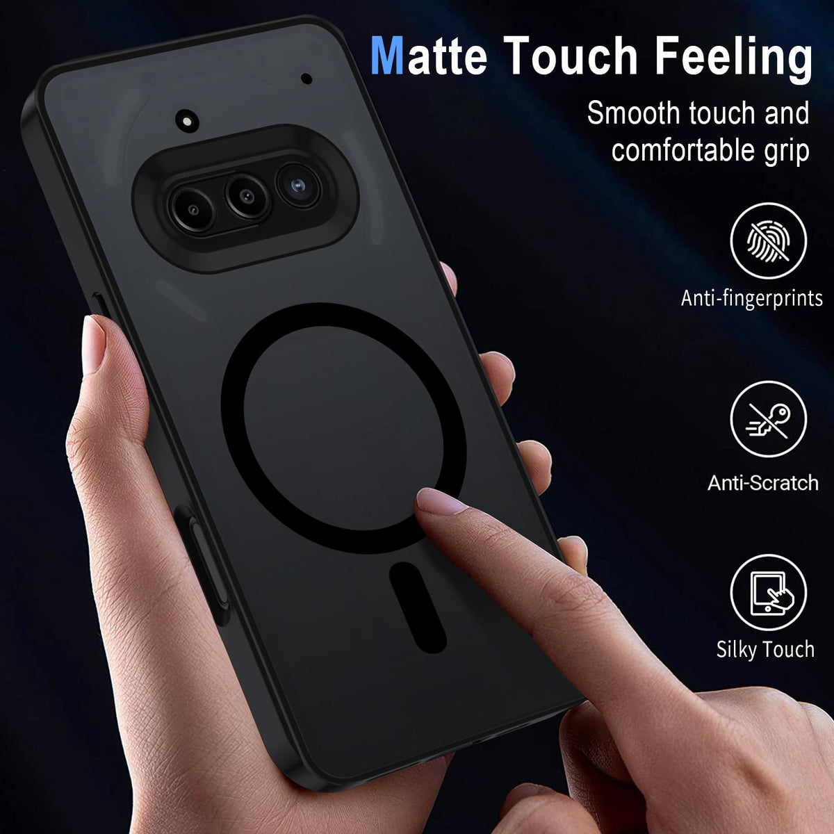 XTCASE Cover Magnetica per Google Pixel 11/11 Pro 5G Traslucida Opaca, Nero