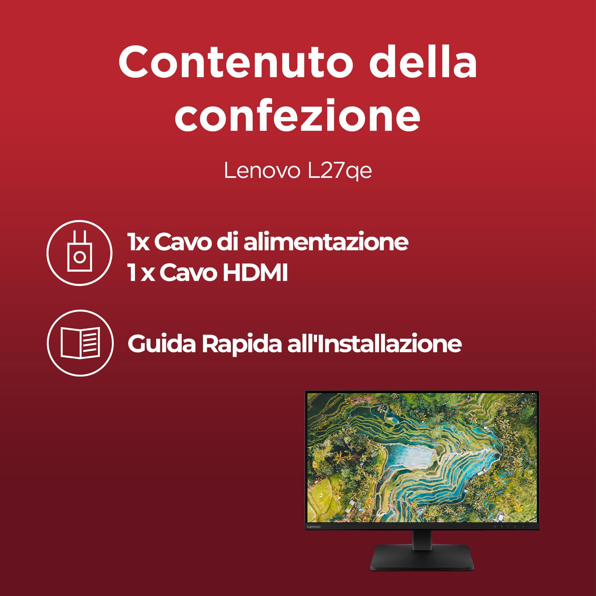 Lenovo L27-45 Monitor IPS 27" Full HD, 144Hz, 1ms, Altoparlanti integrati, HDMI e VGA, Ideale per Gaming, Studio e Home Office, VESA 100x100mm, AMD FreeSync, Inclinazione Regolabile