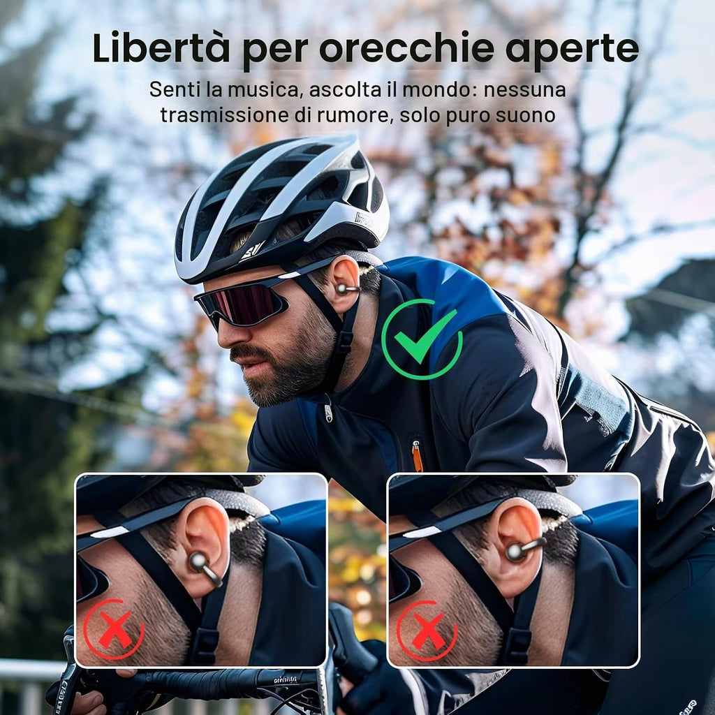 ZOMBIES CAT Auricolari Open Ear Clip-on con Schermo Touch Intelligente – Cuffie Bluetooth 5.4, Audio HiFi, Controllo Musicale & Volume, Auricolari Bluetooth per Sport,M100 Nero