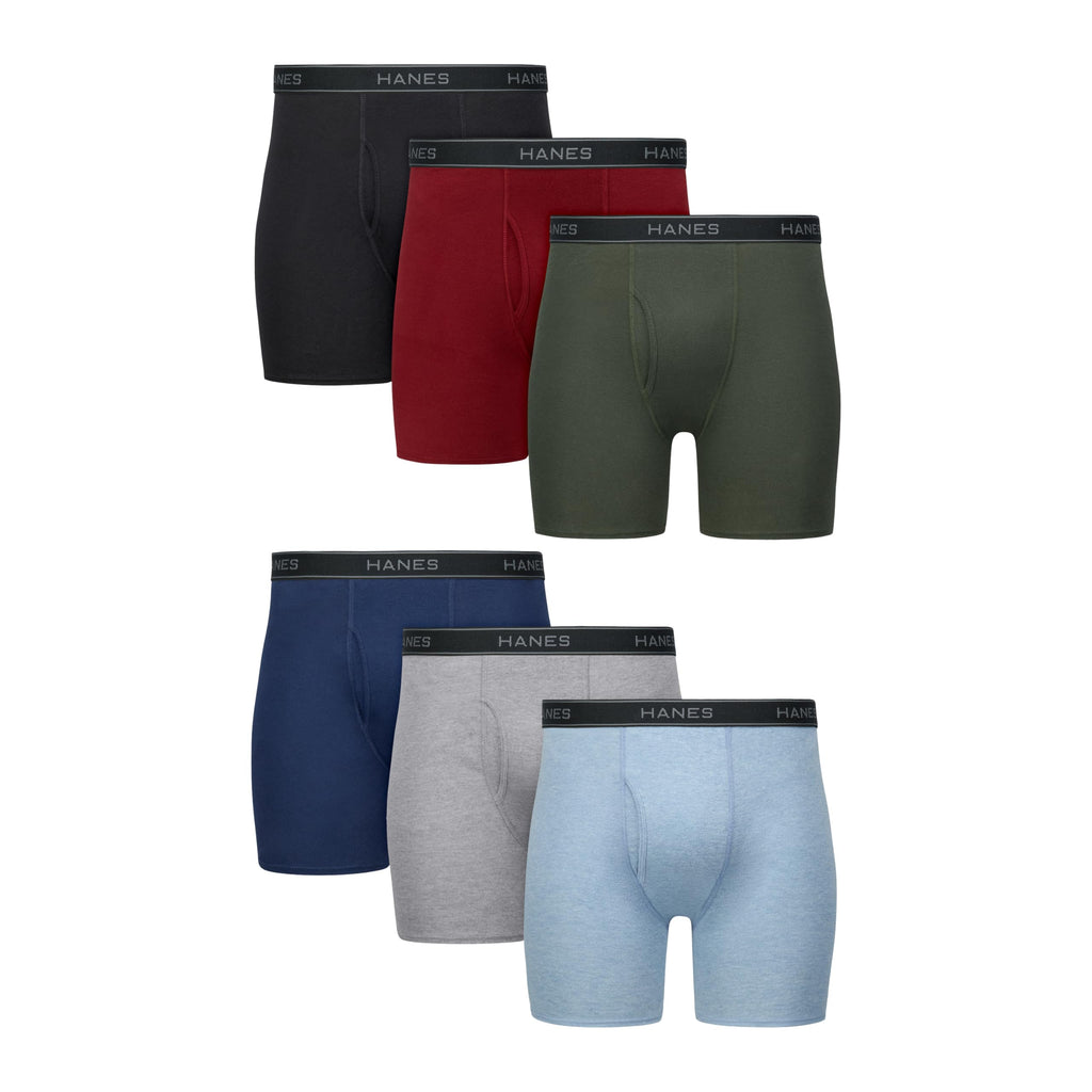 Hanes Men's Underwear Boxer Briefs Pack, Cool & Breathable Cotton Moisture-wicking Underwear for Men, No Ride Up