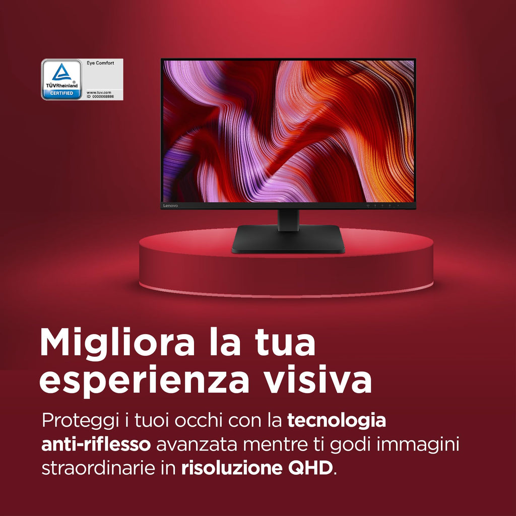 Lenovo L27-45 Monitor IPS 27" Full HD, 144Hz, 1ms, Altoparlanti integrati, HDMI e VGA, Ideale per Gaming, Studio e Home Office, VESA 100x100mm, AMD FreeSync, Inclinazione Regolabile