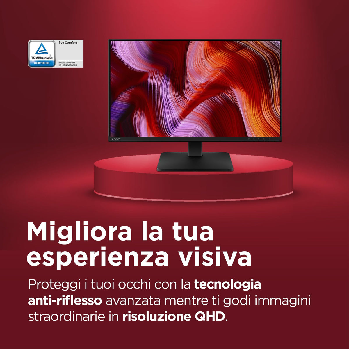 Lenovo L27-45 Monitor IPS 27" Full HD, 144Hz, 1ms, Altoparlanti integrati, HDMI e VGA, Ideale per Gaming, Studio e Home Office, VESA 100x100mm, AMD FreeSync, Inclinazione Regolabile