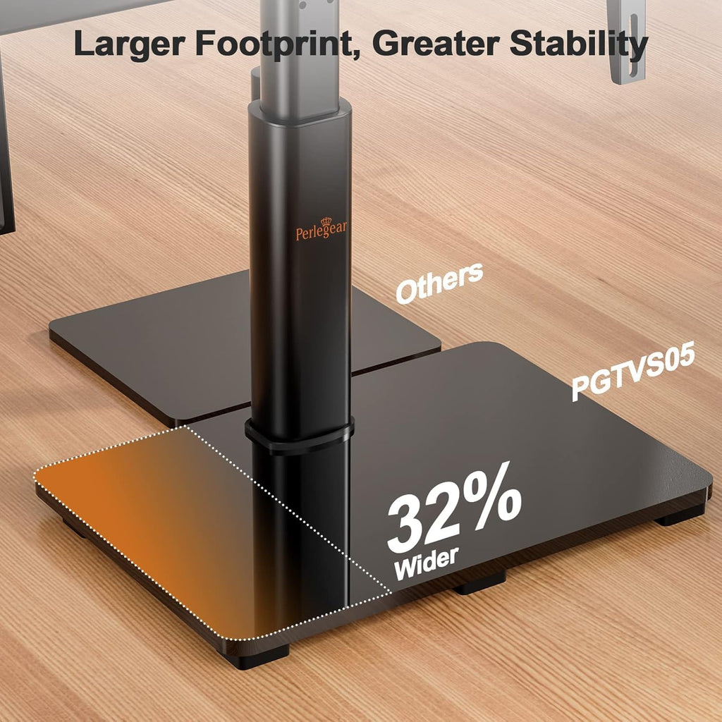 Supporto Girevole da Tavolo per TV da 26-60 Pollici - Piedistallo per TV Regolabile in Altezza con Base in Vetro Temperato, VESA Max 400x400mm, Fino a 40 kg