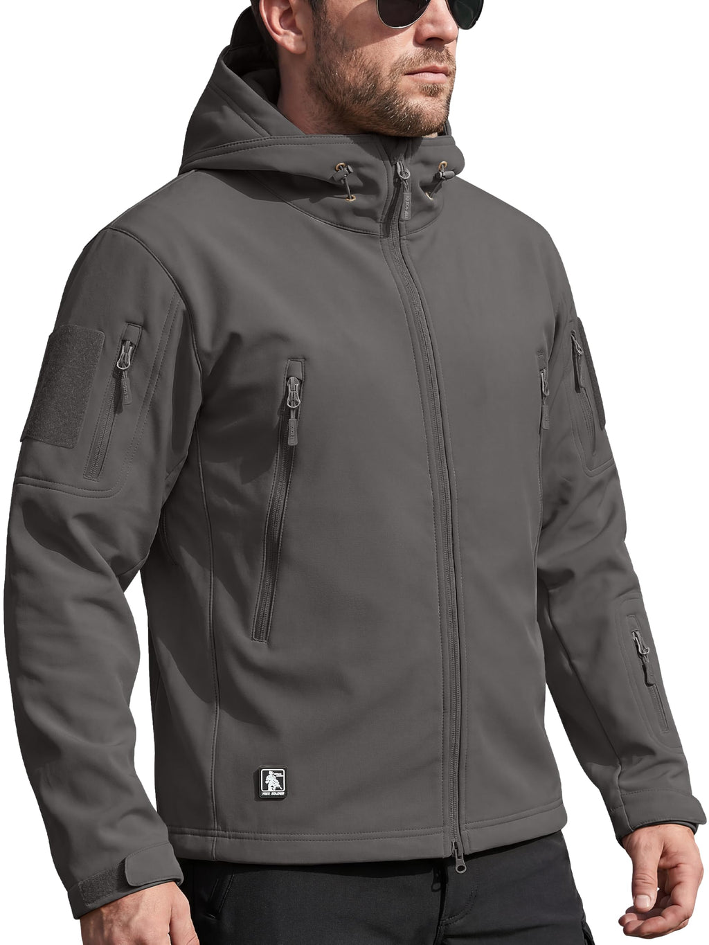 FREE SOLDIER Giacca Softshell Giacche Militari Softshell da Uomo Fodera in Pile da Esterno Giacca Antivento Impermeabile con Cappuccio Giacche tattiche Calde Multitasche per Escursioni di Caccia Uomo
