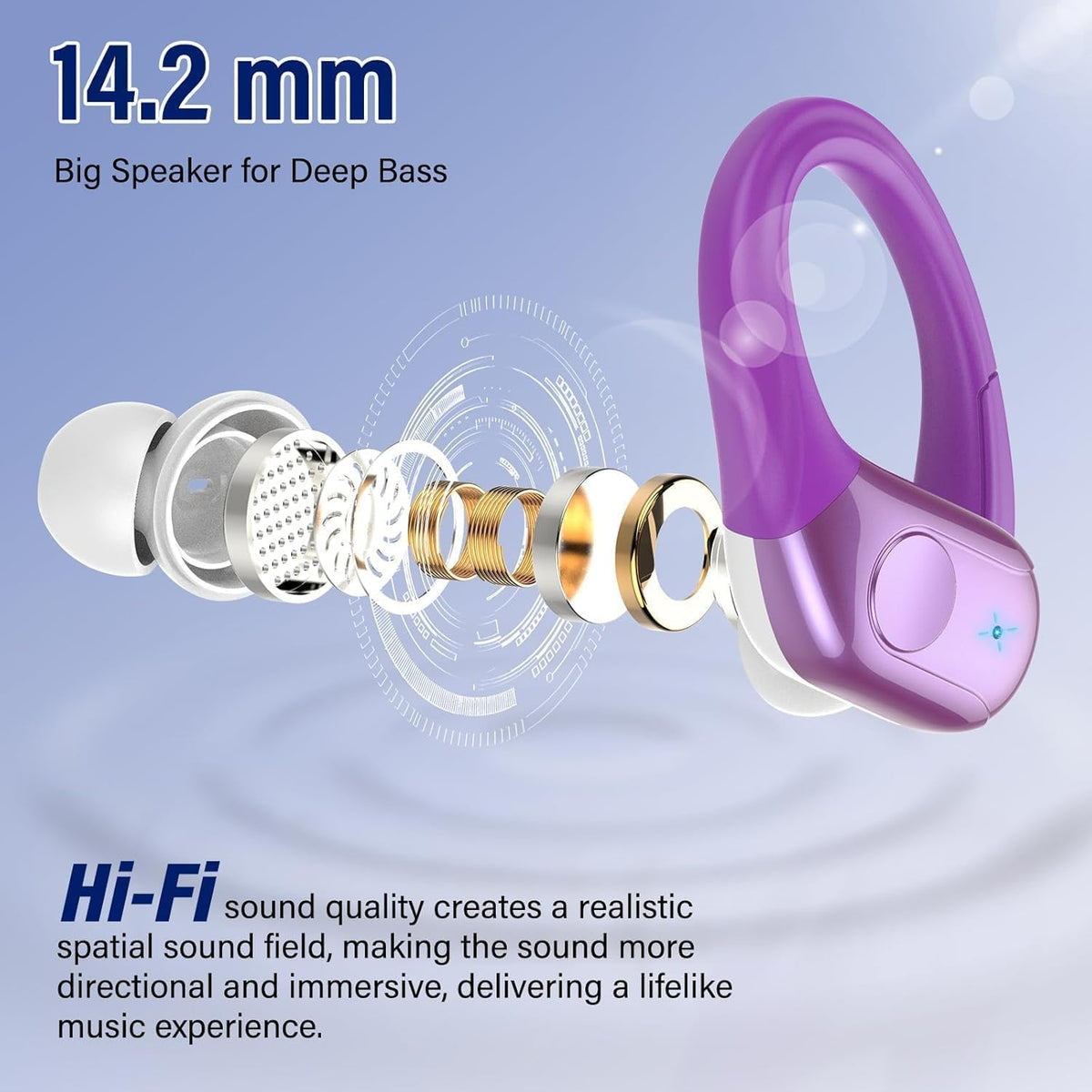 Qecnato Cuffie Bluetooth Senza Fili, Auricolari Bluetooth 5.4 con Stereo HiFi, 75 Ore, Auricolari con 4 ENC Mic, Display LED, IP7 impermeabili Cuffiette Wireless per Jogging, Lavoro, Nero