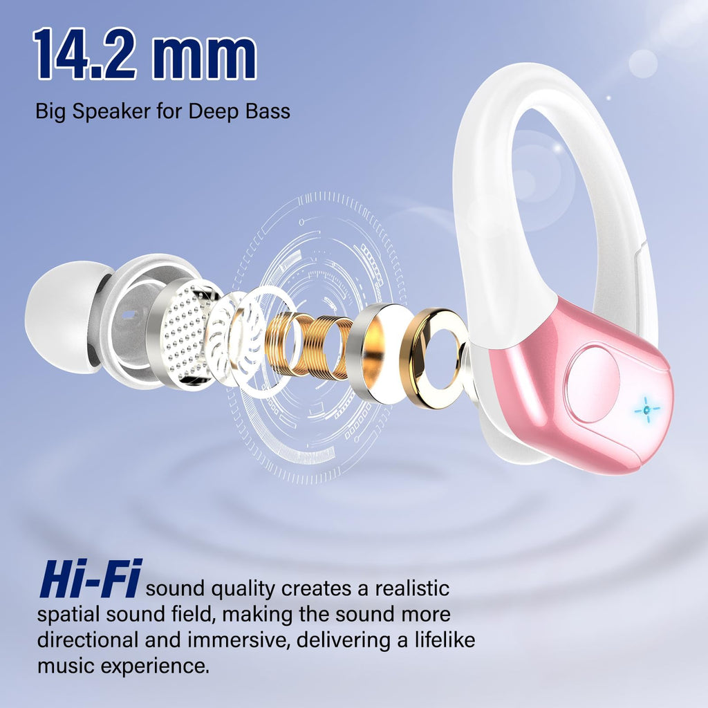 Qecnato Cuffie Bluetooth Senza Fili, Auricolari Bluetooth 5.4 con Stereo HiFi, 75 Ore, Auricolari con 4 ENC Mic, Display LED, IP7 impermeabili Cuffiette Wireless per Jogging, Lavoro, Nero