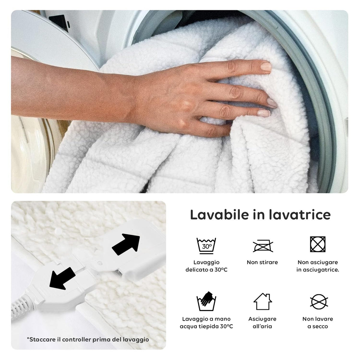 Wintem - Comfy+ Coprimaterasso Elettrico Matrimoniale 160x140cm - Scaldaletto con 4 Livelli di Temperatura - Coperta Elettrica Riscaldante in Poliestere - Timer 8h - Sicurezza Anti-Surriscaldamento