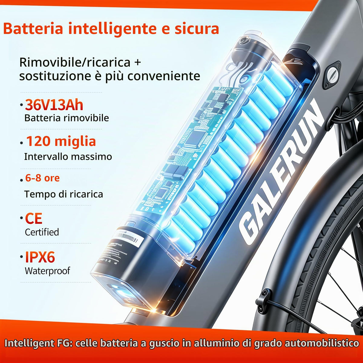 GaleRun E Bike 26‘ Biciclette Elettriche Freno Idraulico per Uomo/Donna,Motore Ruote,Autonomia Max120km,Batteria 468Wh (36V13Ah),7velocità,25km/h,per Pendolari Urbani -Grigio/Blu