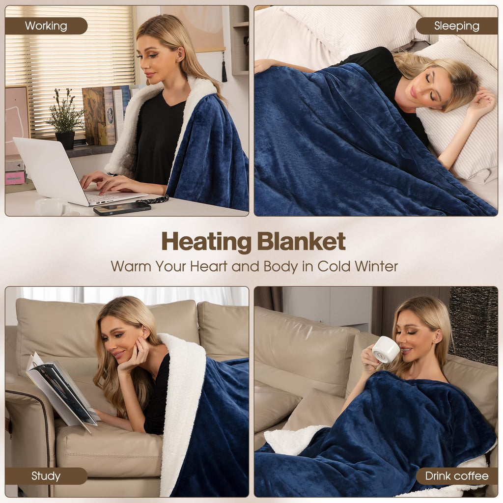 Coperta Termica Elettrica 155x180cm 6 Livelli di Riscaldamento,Timer 10H