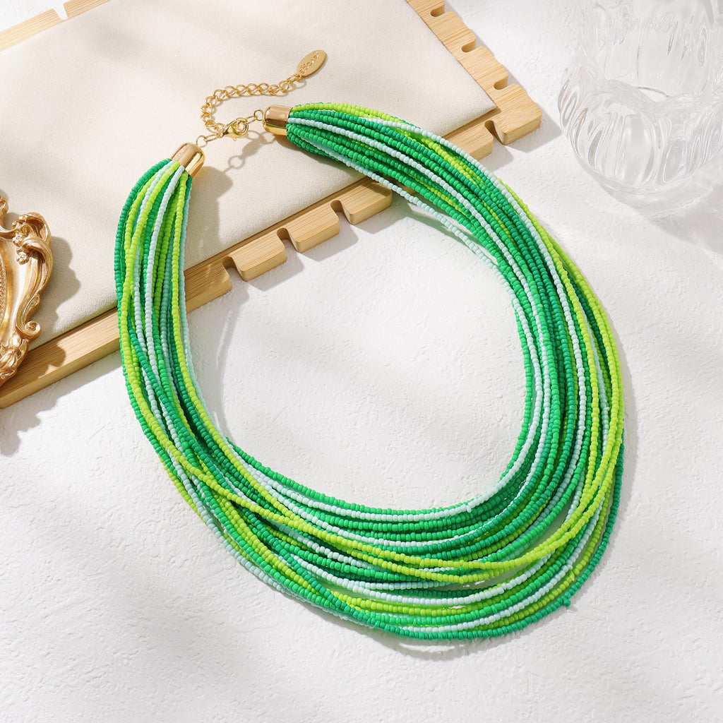 Bocar Multi Layer Chunky Bavaglino dichiarazione perle semi, collare collana per donne regalo (NK-10351)