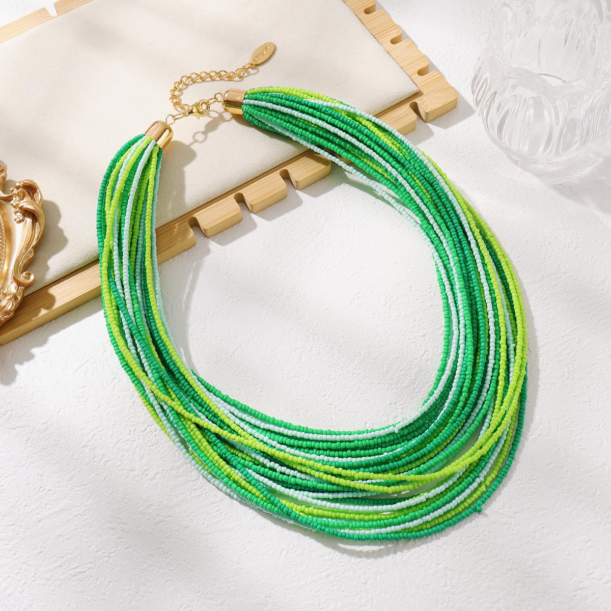 Bocar Multi Layer Chunky Bavaglino dichiarazione perle semi, collare collana per donne regalo (NK-10351)