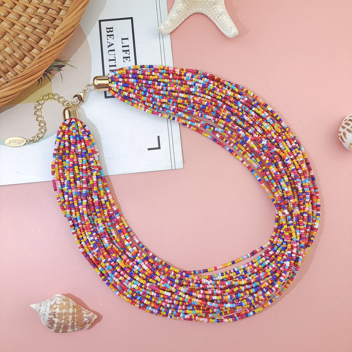 Bocar Multi Layer Chunky Bavaglino dichiarazione perle semi, collare collana per donne regalo (NK-10351)