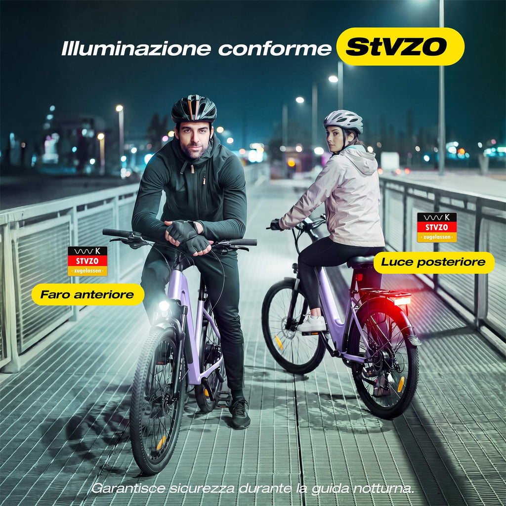 ESKUTE C202 Bicicletta Elettrica 48V 17,5Ah per Adulti 26”, Batteria Rimovibile, E-Bike da Città per Pendolari, Cambio 7 Velocità, 25 km/h, Autonomia fino a 110 km