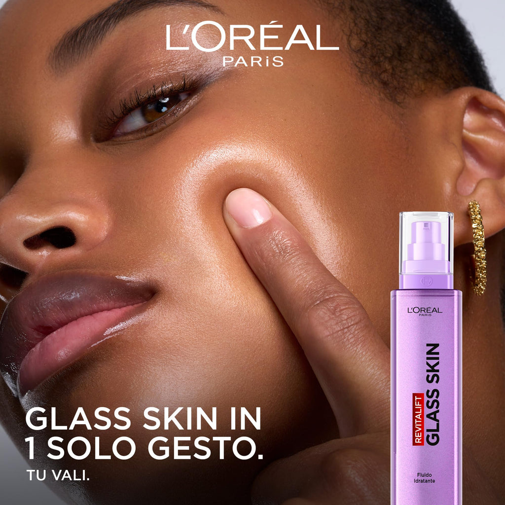L'Oréal Paris Glass Skin Maschera in Idrogel, Per Tutti i Tipi di Pelle, Pelle Luminosa e Radiosa, Risultati Istantanei, Trend Coreana, Con Acido Ialuronico e Centella Asiatica, Revitalift, 1x37gr