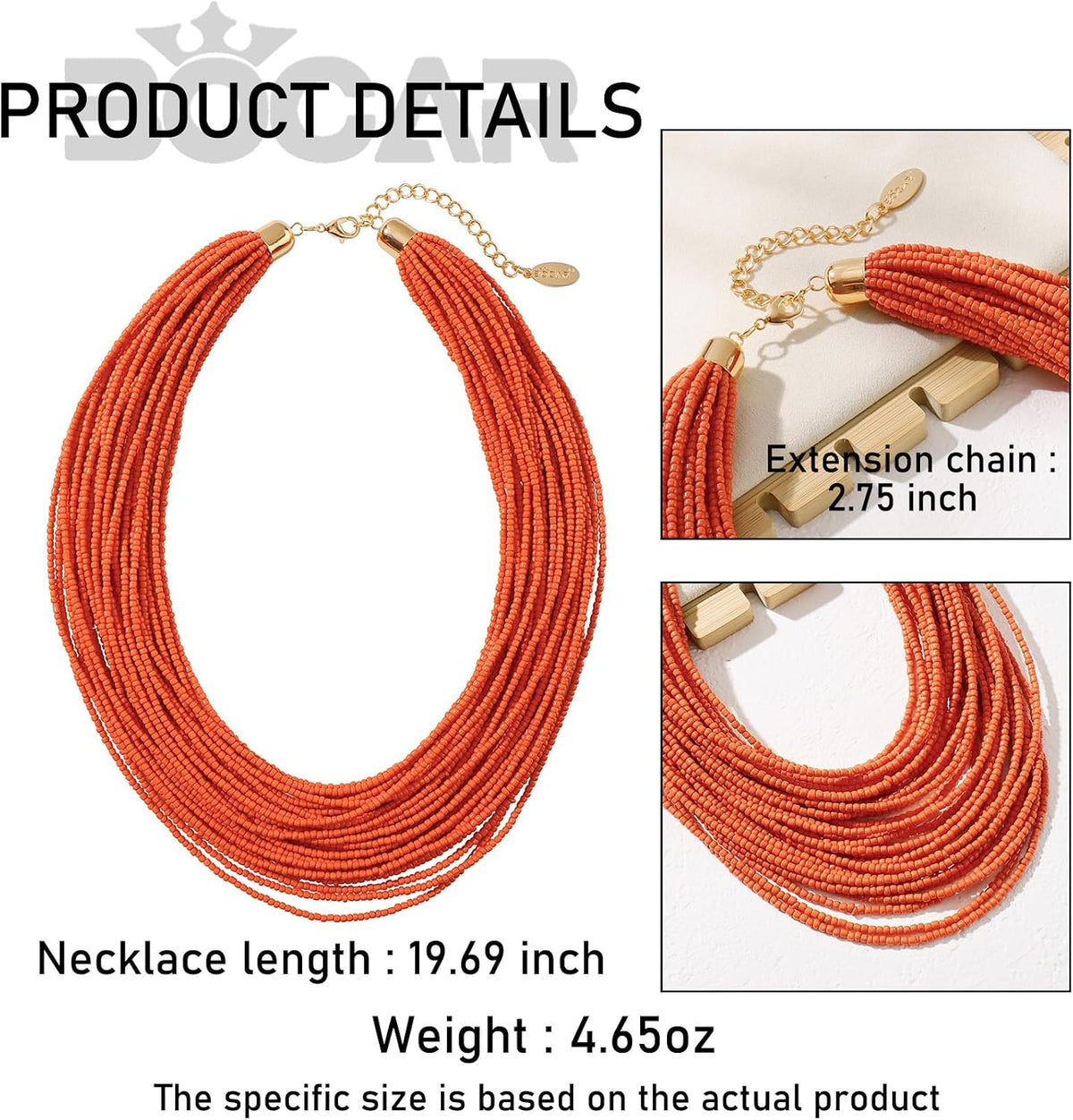 Bocar Multi Layer Chunky Bavaglino dichiarazione perle semi, collare collana per donne regalo (NK-10351)
