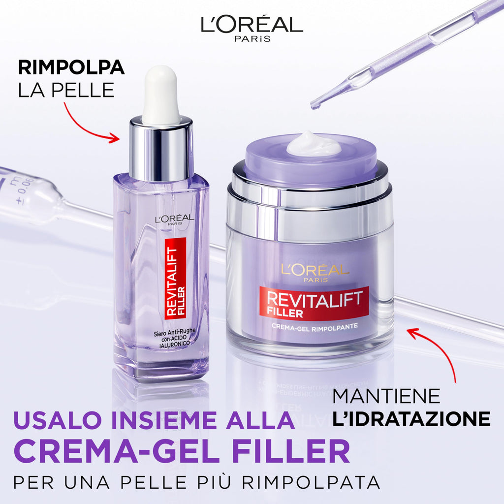 L'Oréal Paris Contorno Occhi Revitalift Filler, Azione Antirughe Rivolumizzante con Acido Ialuronico Concentrato, 15 ml