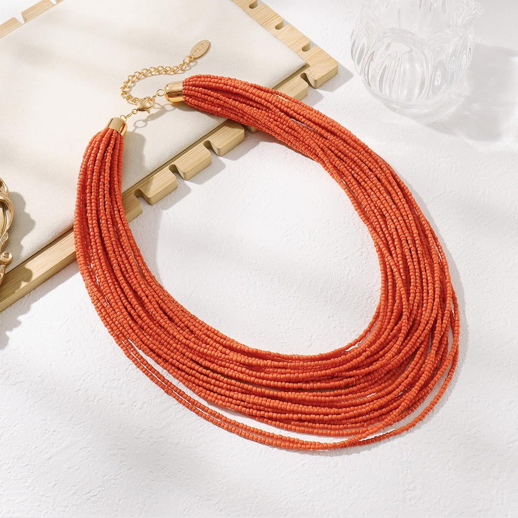 Bocar Multi Layer Chunky Bavaglino dichiarazione perle semi, collare collana per donne regalo (NK-10351)