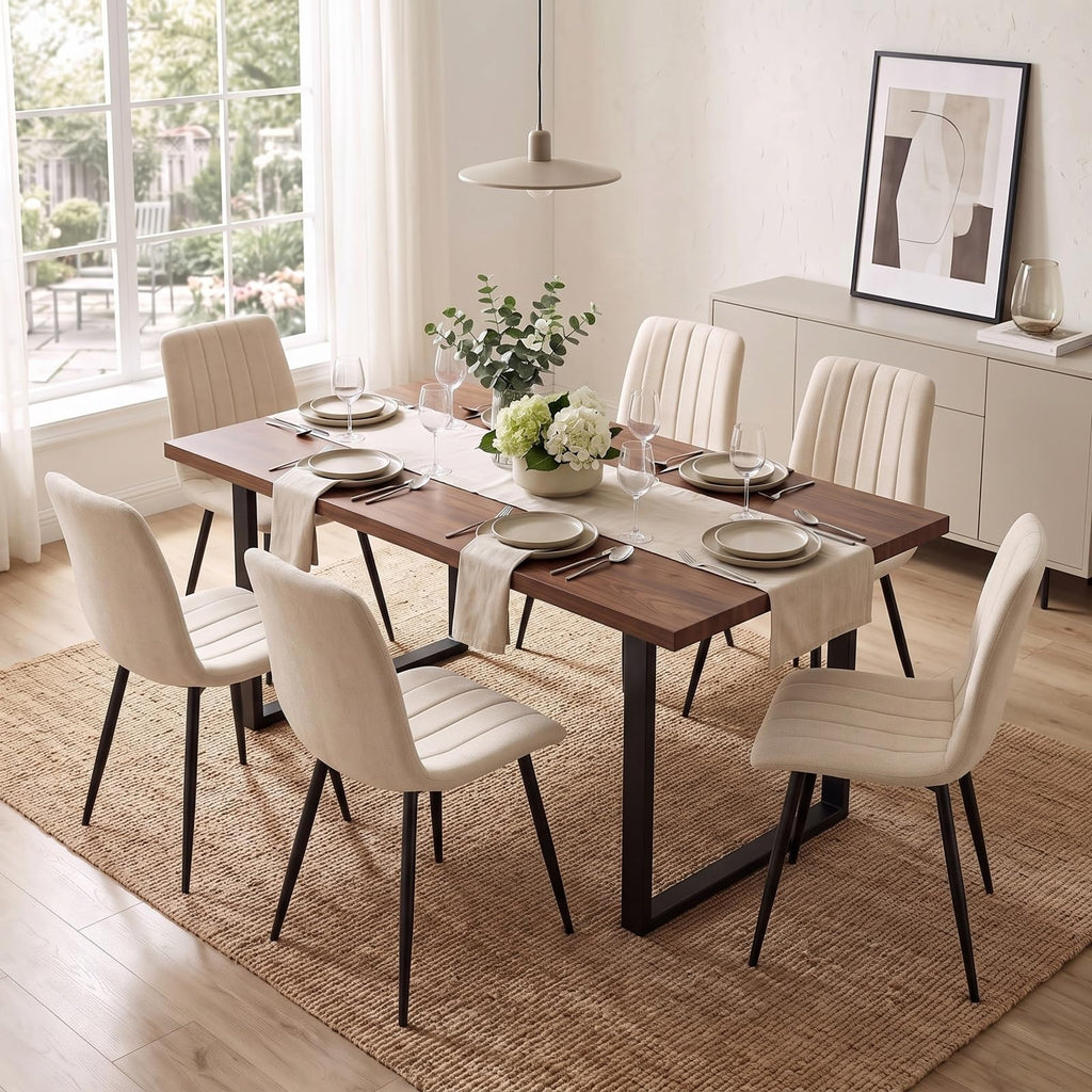 Set di 4 Sedie Da Pranzo,Tessuto di Lino Traspirante,Grigio