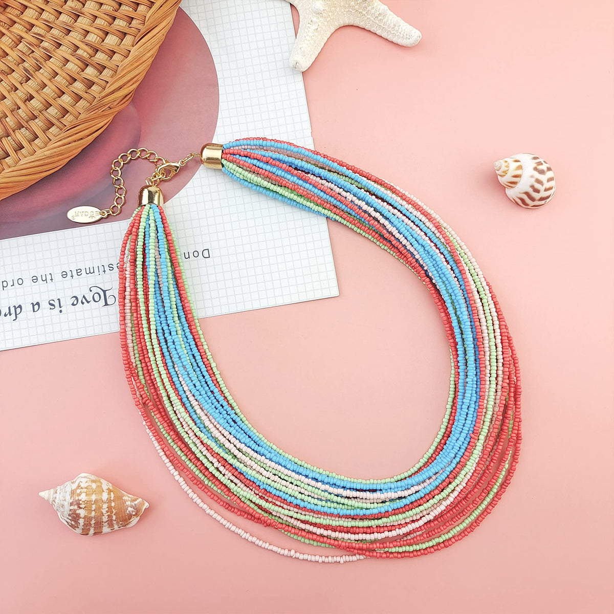Bocar Multi Layer Chunky Bavaglino dichiarazione perle semi, collare collana per donne regalo (NK-10351)