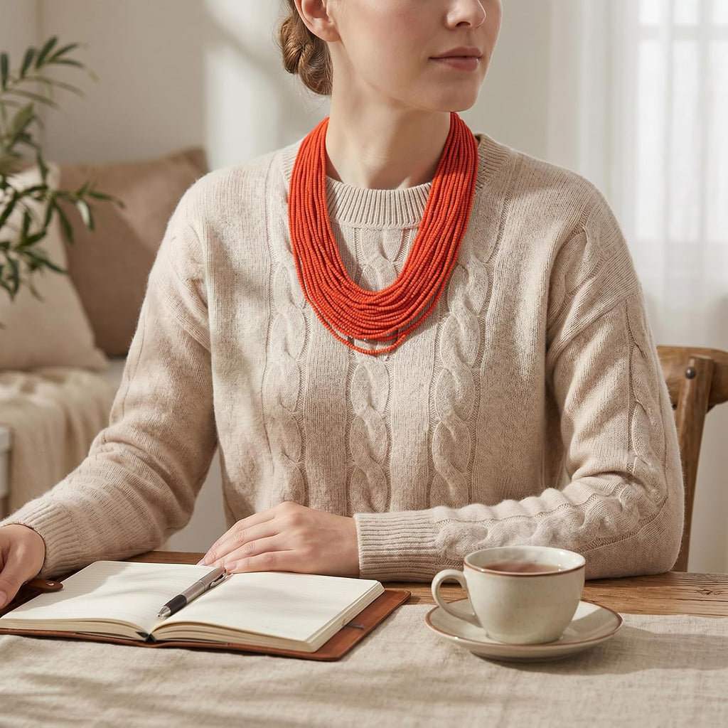 Bocar Multi Layer Chunky Bavaglino dichiarazione perle semi, collare collana per donne regalo (NK-10351)