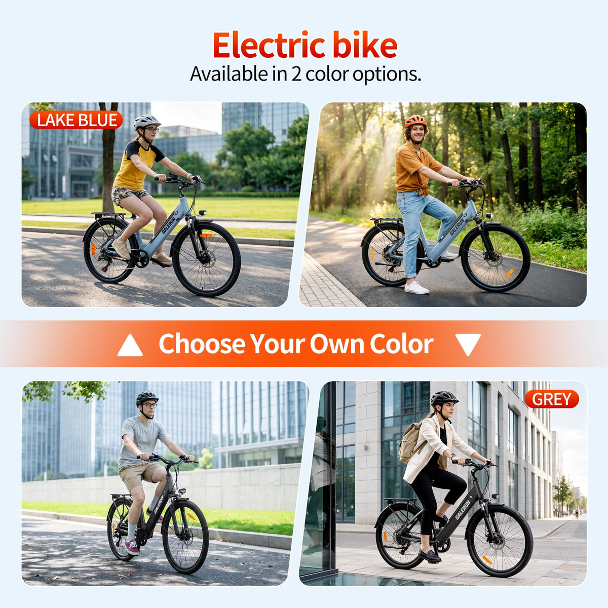 GaleRun E Bike 26‘ Biciclette Elettriche Freno Idraulico per Uomo/Donna,Motore Ruote,Autonomia Max120km,Batteria 468Wh (36V13Ah),7velocità,25km/h,per Pendolari Urbani -Grigio/Blu