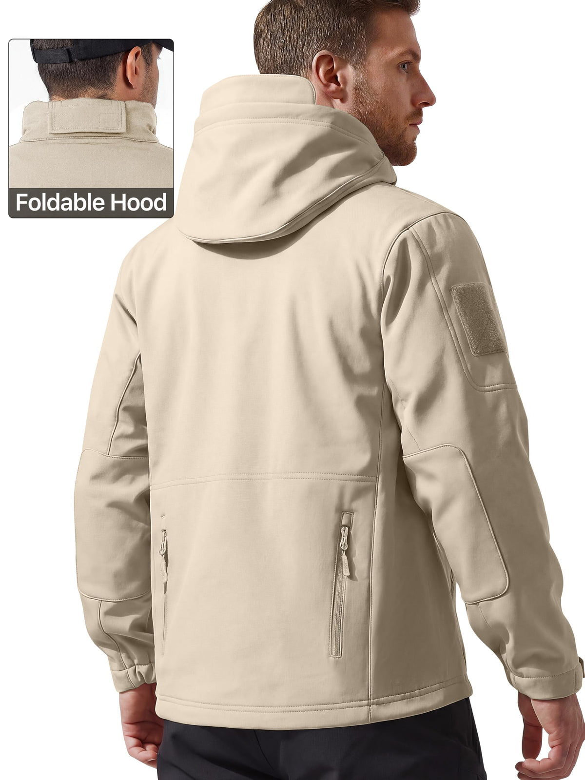 FREE SOLDIER Giacca Softshell Giacche Militari Softshell da Uomo Fodera in Pile da Esterno Giacca Antivento Impermeabile con Cappuccio Giacche tattiche Calde Multitasche per Escursioni di Caccia Uomo