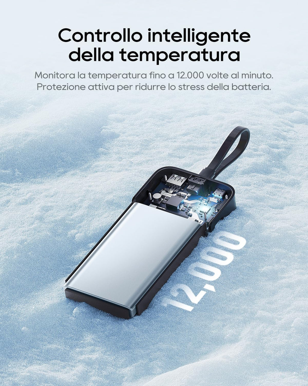 CUKTECH Power Bank 20000mAh,PD 45W Powerbank Caricabatterie Portatile con Cavo USB-C Incorporato,1 USB-C,1 USB-A,per iPhone, Galaxy, Xiaomi, MacBook e Altri