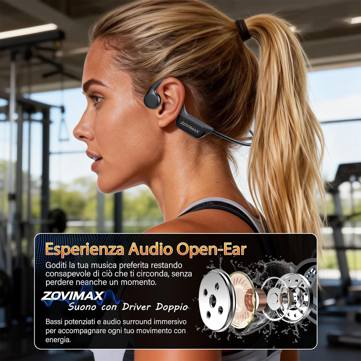 Cuffie Conduzione Ossea Bluetooth 6.0 Cuffie Open Ear Wireless Auricolari