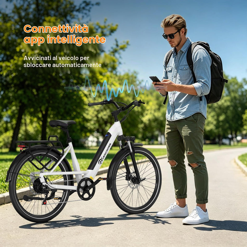 EVERCROSS Bicicletta Elettrica per Adulti, 250W Bici da Montagna,16"/20"/27,5" Pneumatici Grassi E-Bike, Fino a 25KM/H, 36V/48V Batteria Rimovibile E-Bici,Sistema a Doppio Disco