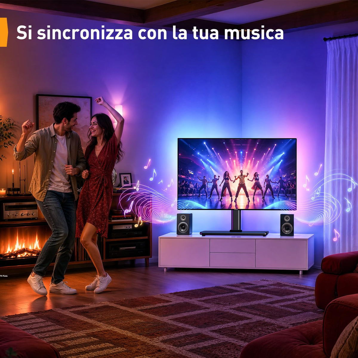 Supporto Girevole da Tavolo per TV da 26-60 Pollici - Piedistallo per TV Regolabile in Altezza con Base in Vetro Temperato, VESA Max 400x400mm, Fino a 40 kg