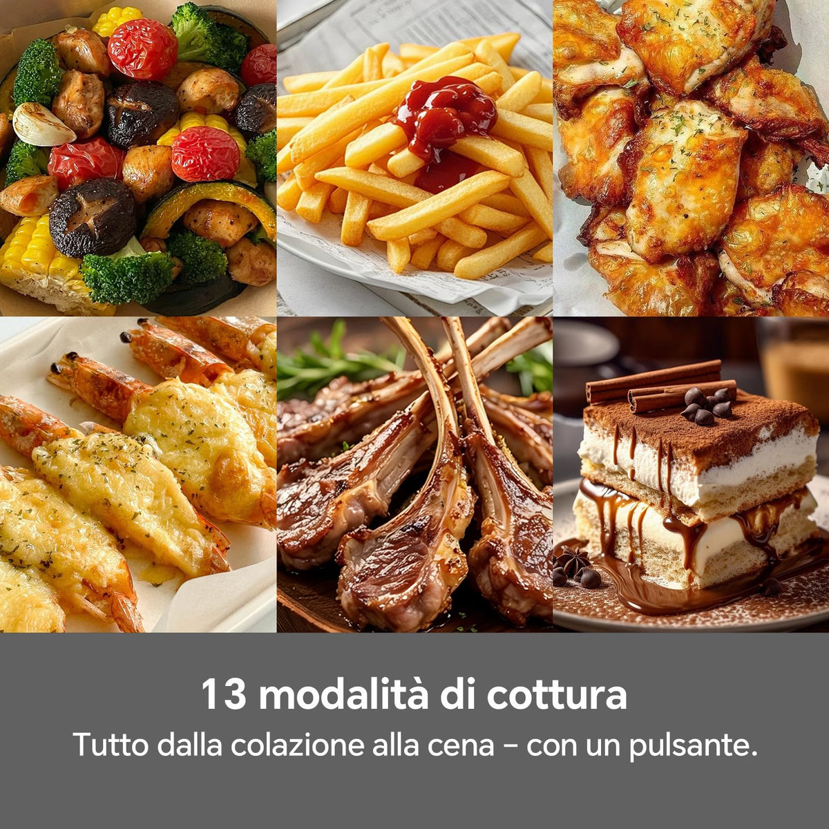 Friggitrice ad Aria 12L | Friggitrice Aria XXL Modalità Flessibile 1 o 2 Zone, 2600W Doppia Resistenza Controllo Indipendente Finestra & Luce Interna, Air Fryer Grande 8-in-1 Touch Control Ricettario