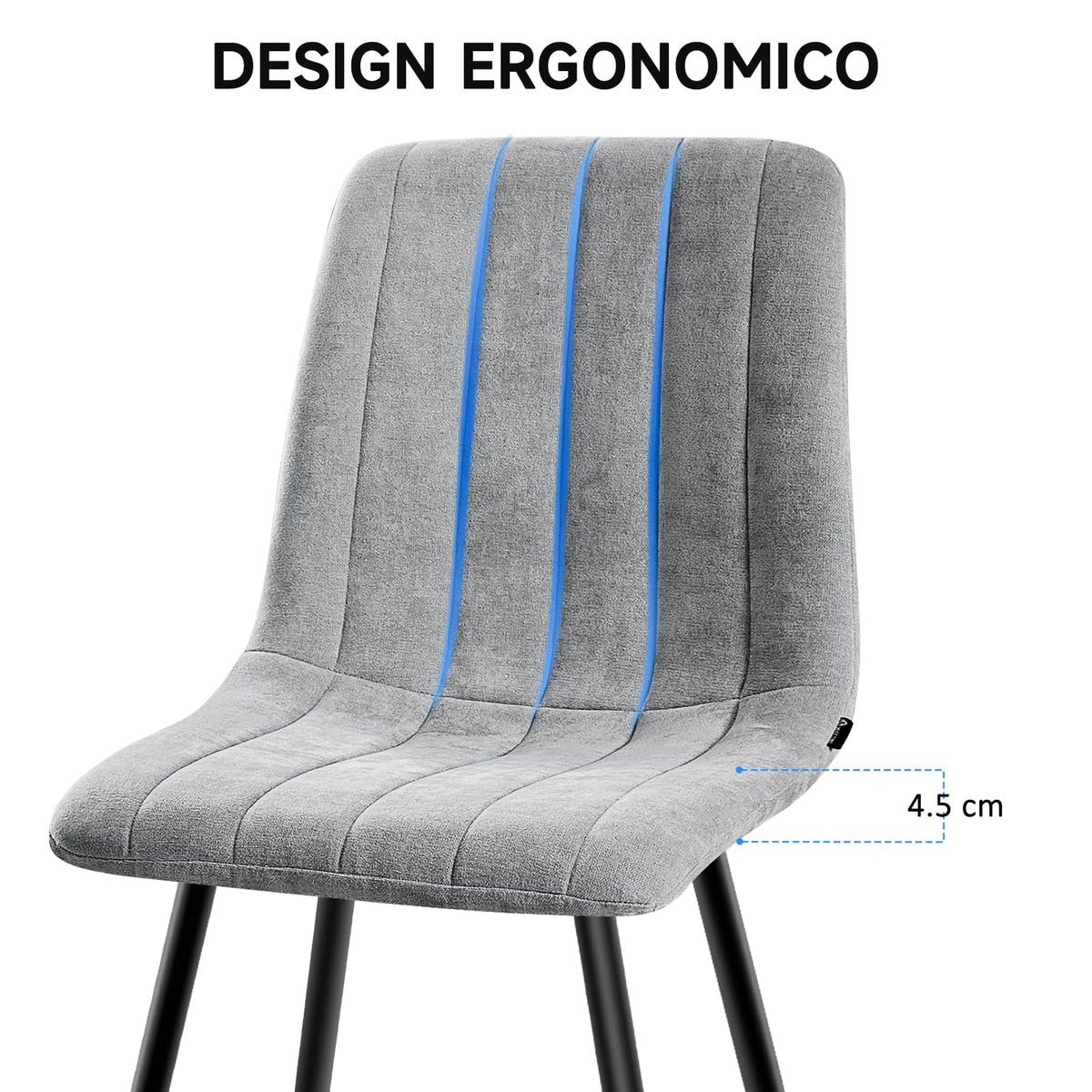 Set di 4 Sedie Da Pranzo,Tessuto di Lino Traspirante,Grigio