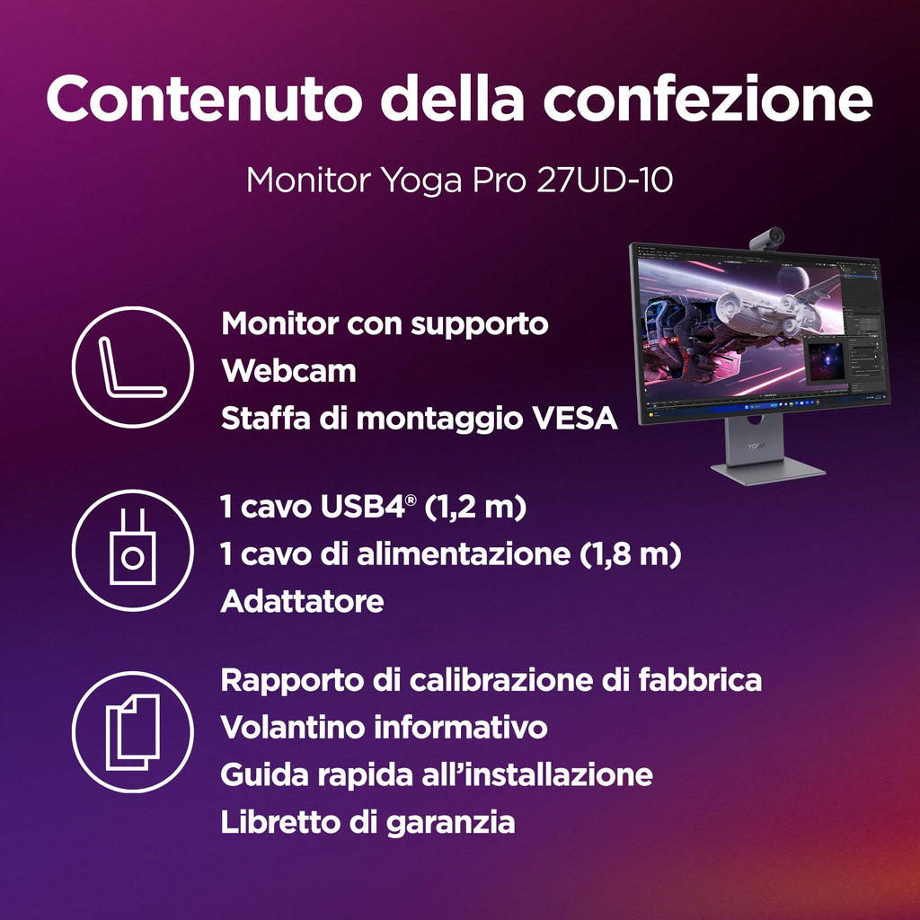 Lenovo L27-45 Monitor IPS 27" Full HD, 144Hz, 1ms, Altoparlanti integrati, HDMI e VGA, Ideale per Gaming, Studio e Home Office, VESA 100x100mm, AMD FreeSync, Inclinazione Regolabile