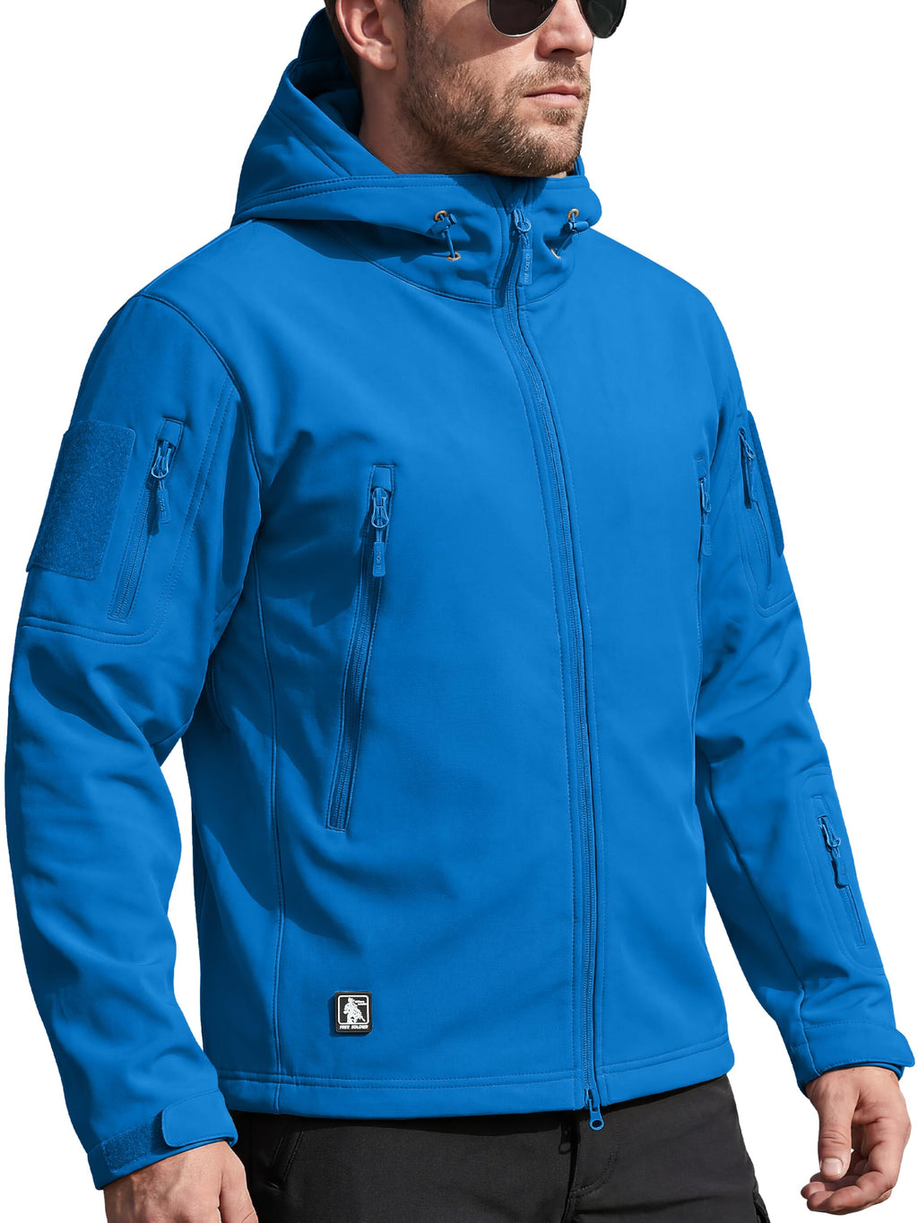 FREE SOLDIER Giacca Softshell Giacche Militari Softshell da Uomo Fodera in Pile da Esterno Giacca Antivento Impermeabile con Cappuccio Giacche tattiche Calde Multitasche per Escursioni di Caccia Uomo