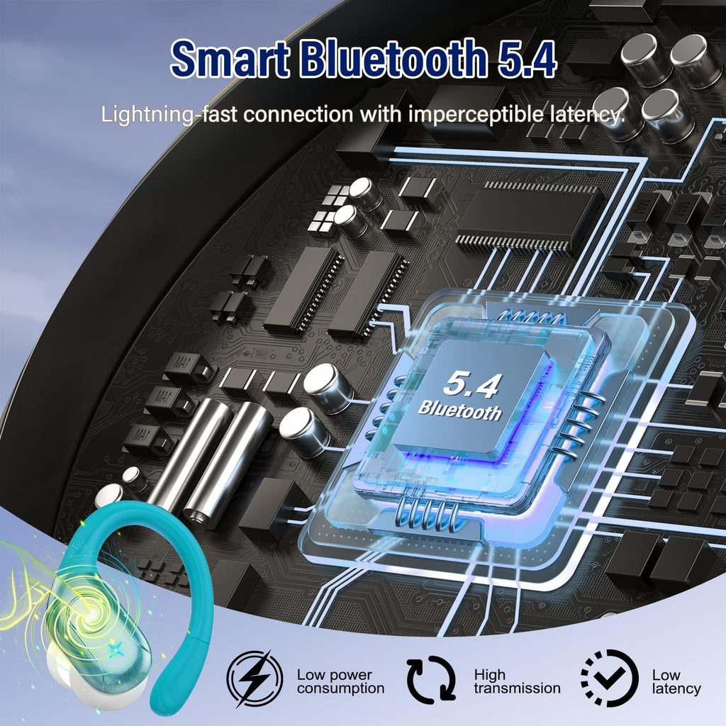 Qecnato Cuffie Bluetooth Senza Fili, Auricolari Bluetooth 5.4 con Stereo HiFi, 75 Ore, Auricolari con 4 ENC Mic, Display LED, IP7 impermeabili Cuffiette Wireless per Jogging, Lavoro, Nero