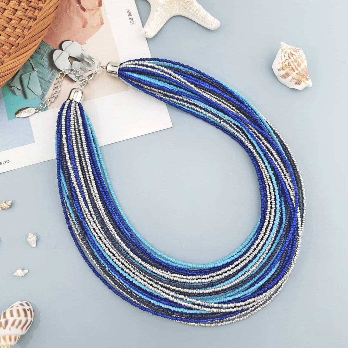 Bocar Multi Layer Chunky Bavaglino dichiarazione perle semi, collare collana per donne regalo (NK-10351)