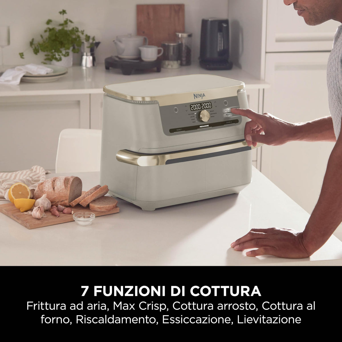 Ninja FlexDrawer, Friggitrice ad Aria XL, Doppia Zona, 10,4L, Nero/Rame