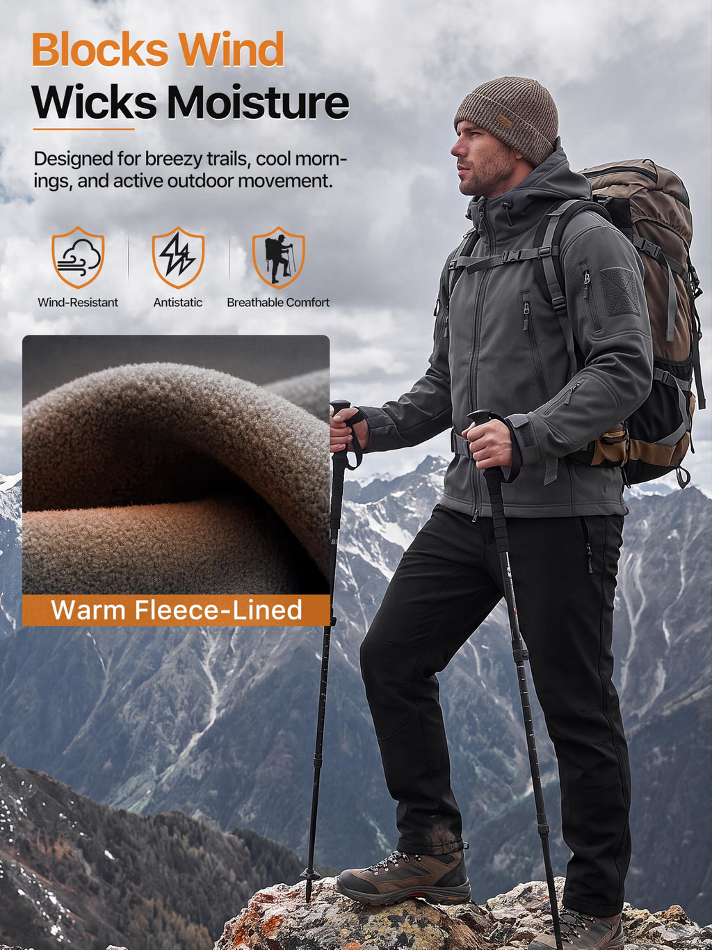 FREE SOLDIER Giacca Softshell Giacche Militari Softshell da Uomo Fodera in Pile da Esterno Giacca Antivento Impermeabile con Cappuccio Giacche tattiche Calde Multitasche per Escursioni di Caccia Uomo