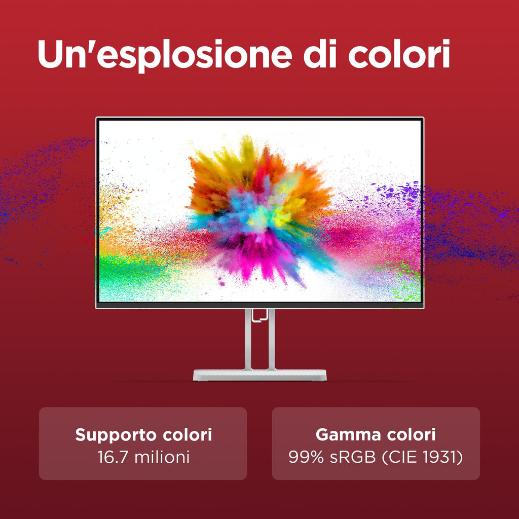 Lenovo L27-45 Monitor IPS 27" Full HD, 144Hz, 1ms, Altoparlanti integrati, HDMI e VGA, Ideale per Gaming, Studio e Home Office, VESA 100x100mm, AMD FreeSync, Inclinazione Regolabile