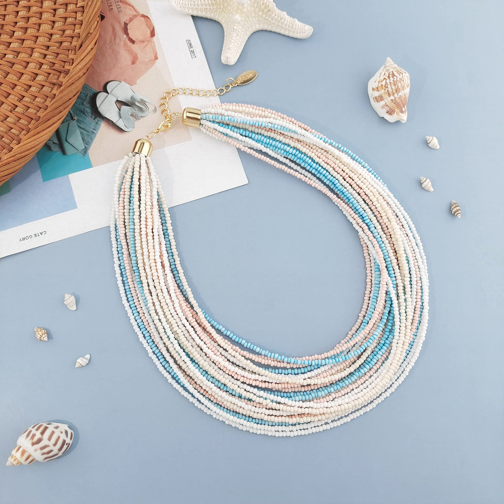 Bocar Multi Layer Chunky Bavaglino dichiarazione perle semi, collare collana per donne regalo (NK-10351)
