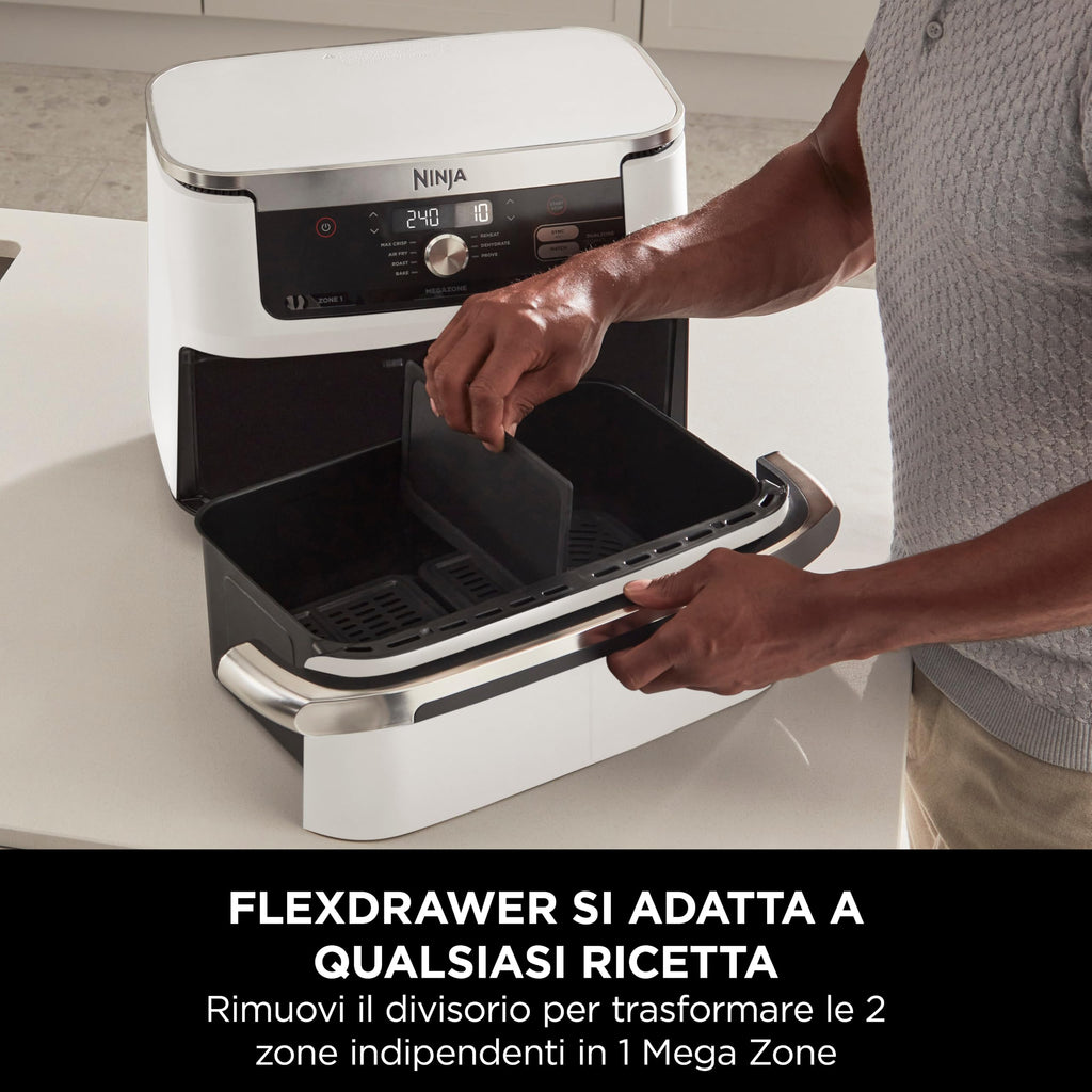 Ninja FlexDrawer, Friggitrice ad Aria XL, Doppia Zona, 10,4L, Nero/Rame