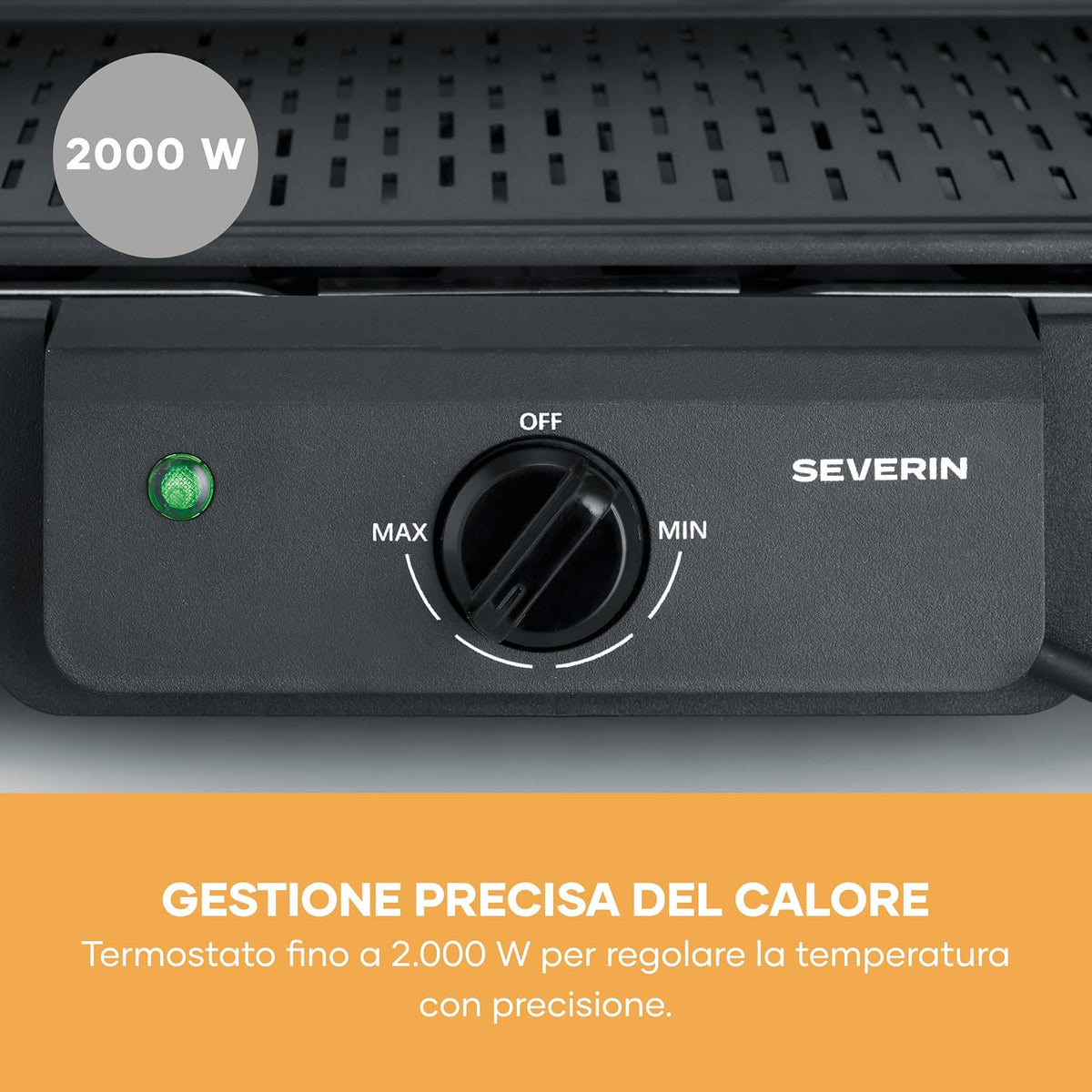 Severin Barbecue Elettrico con Supporto, Rivestimento in Ceramica, 2000 W