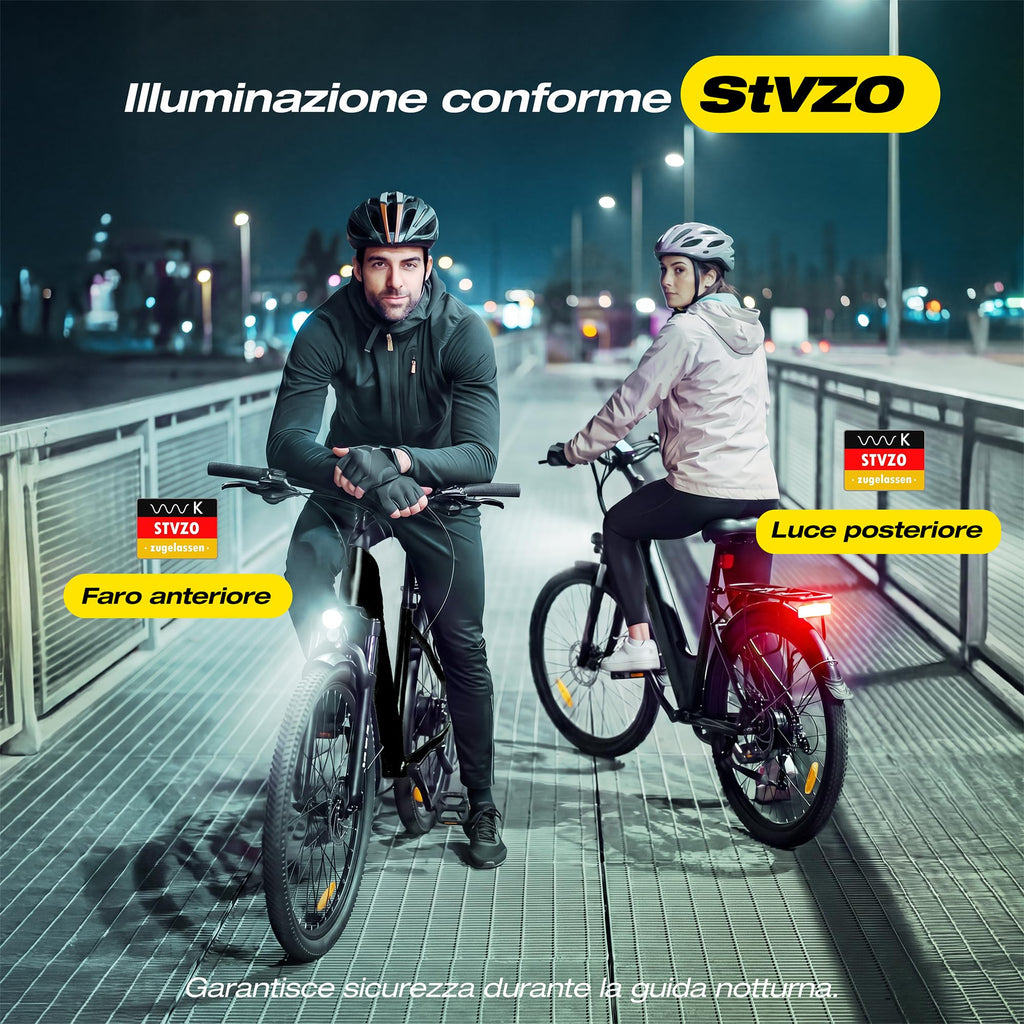ESKUTE C202 Bicicletta Elettrica 48V 17,5Ah per Adulti 26”, Batteria Rimovibile, E-Bike da Città per Pendolari, Cambio 7 Velocità, 25 km/h, Autonomia fino a 110 km