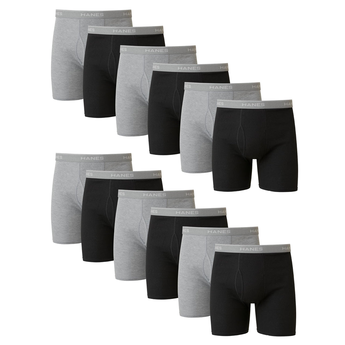 Hanes Men's Underwear Boxer Briefs Pack, Cool & Breathable Cotton Moisture-wicking Underwear for Men, No Ride Up