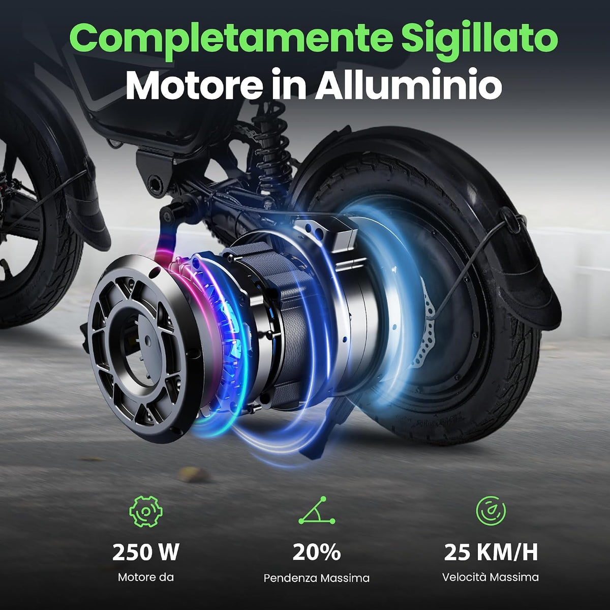 Finbike Bici Elettrica Pieghevole 14'' Pneumatico, 432WH Batteria, Autonomia di 30-50 KM, Motore 250W, E-Bike per Adulti e Adolescente, Carico 120kg, 10/15/25KM/H