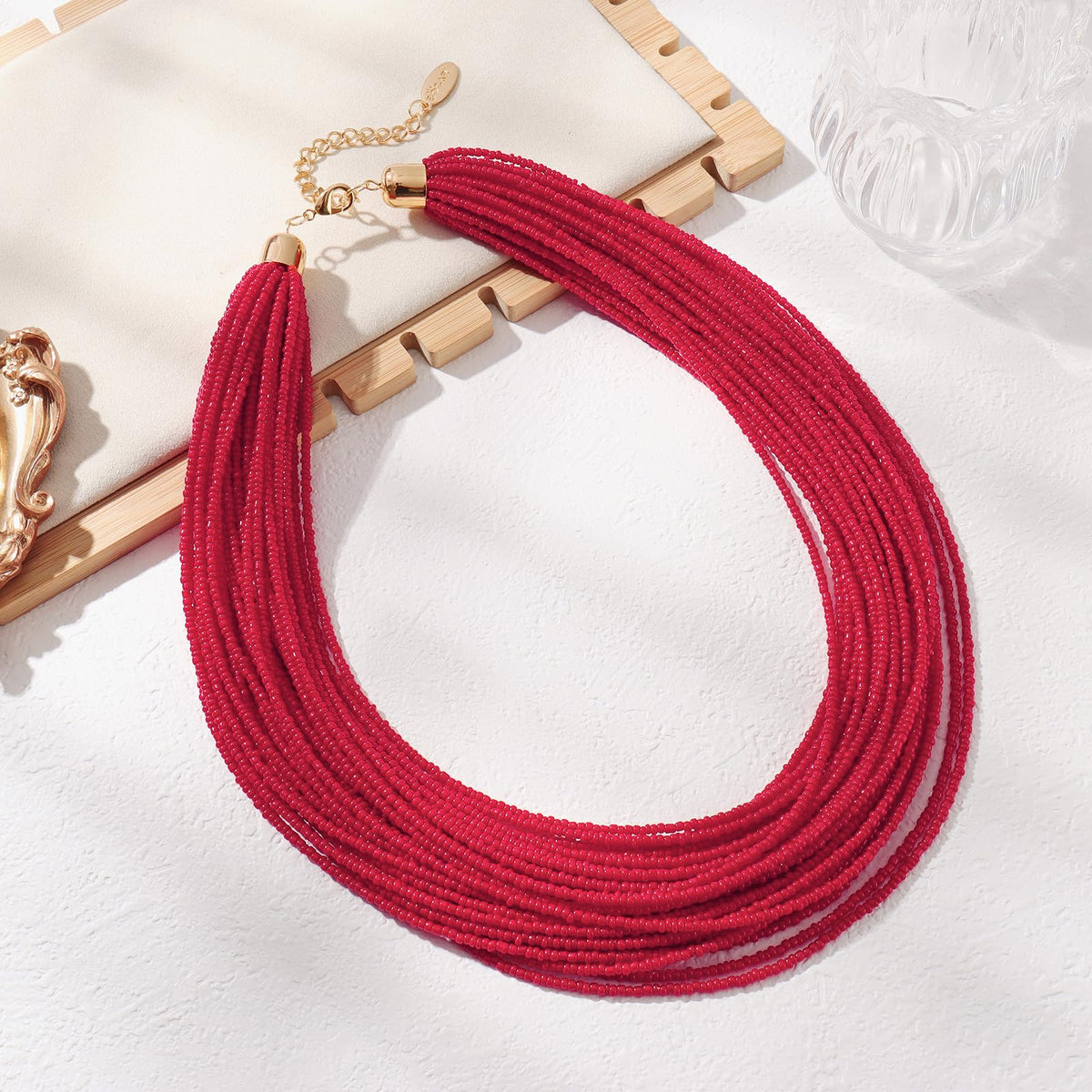 Bocar Multi Layer Chunky Bavaglino dichiarazione perle semi, collare collana per donne regalo (NK-10351)