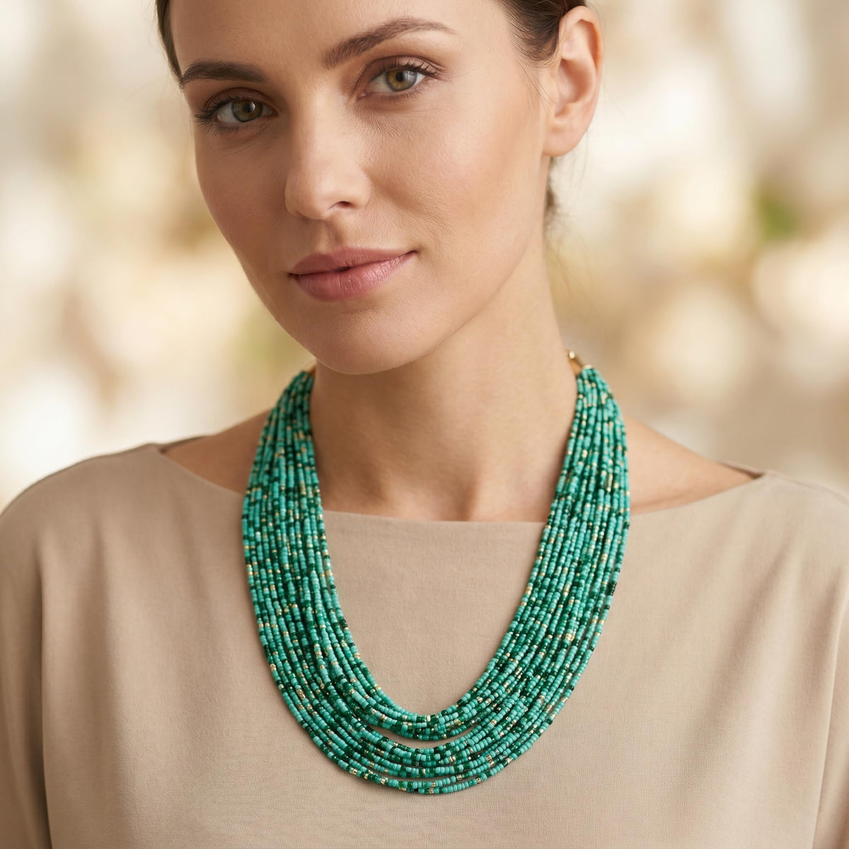 Bocar Multi Layer Chunky Bavaglino dichiarazione perle semi, collare collana per donne regalo (NK-10351)